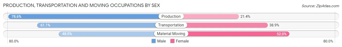 Production, Transportation and Moving Occupations by Sex in Zip Code 60929
