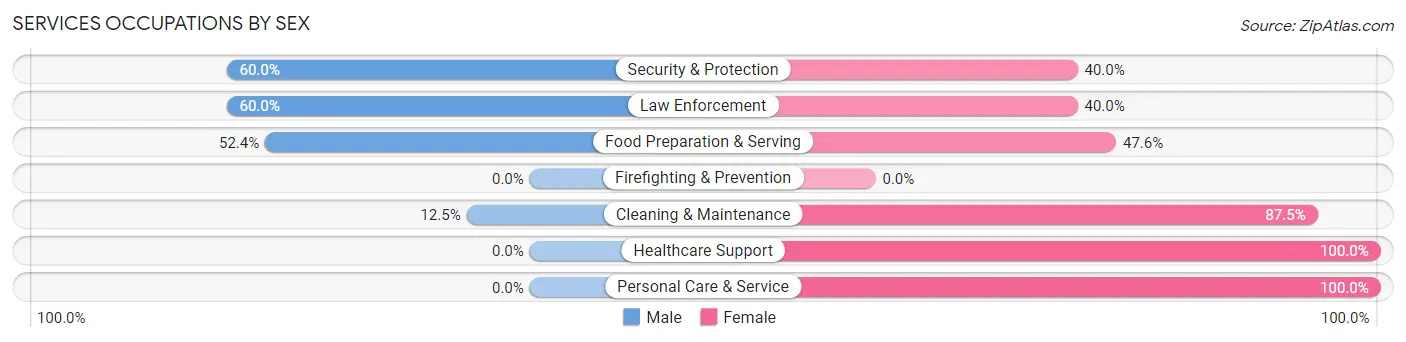 Services Occupations by Sex in Zip Code 60929