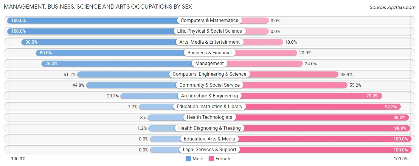 Management, Business, Science and Arts Occupations by Sex in Zip Code 60940