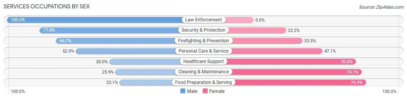 Services Occupations by Sex in Zip Code 60940