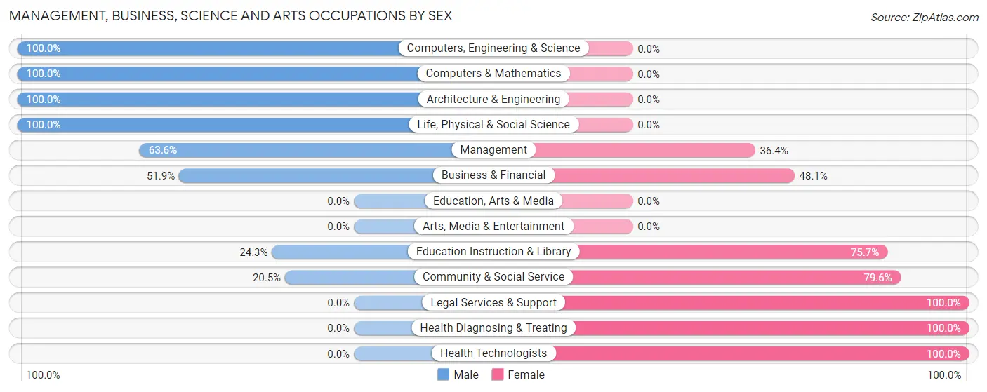 Management, Business, Science and Arts Occupations by Sex in Zip Code 60942