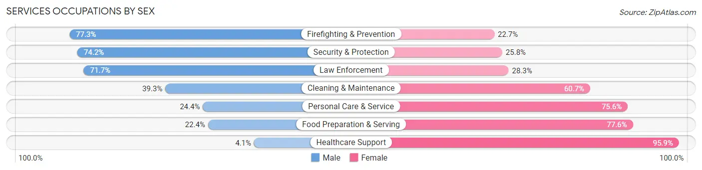 Services Occupations by Sex in Zip Code 60950