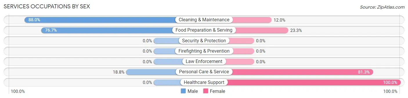 Services Occupations by Sex in Zip Code 60955