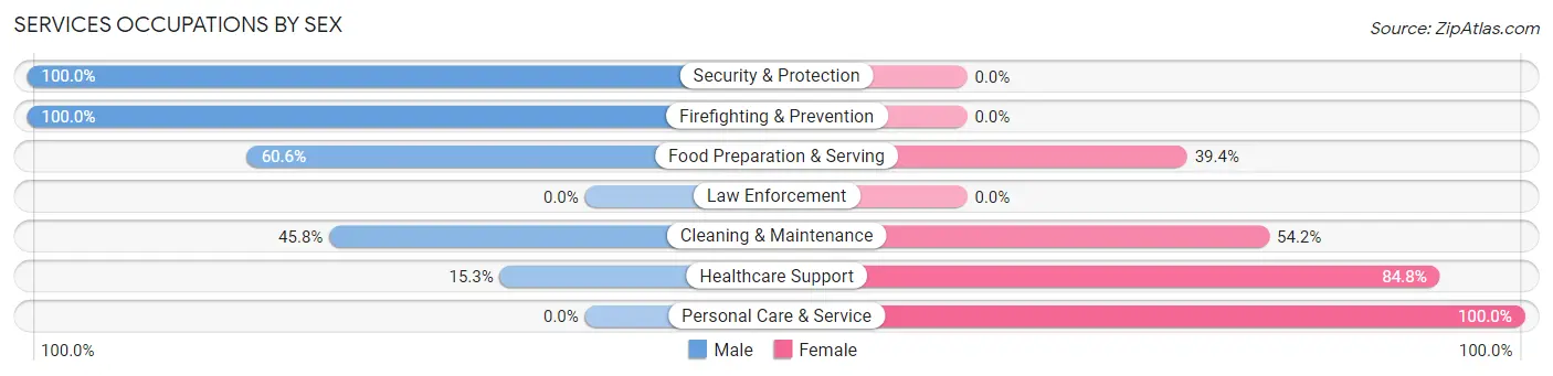 Services Occupations by Sex in Zip Code 60957