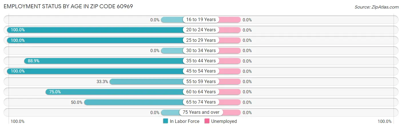 Employment Status by Age in Zip Code 60969