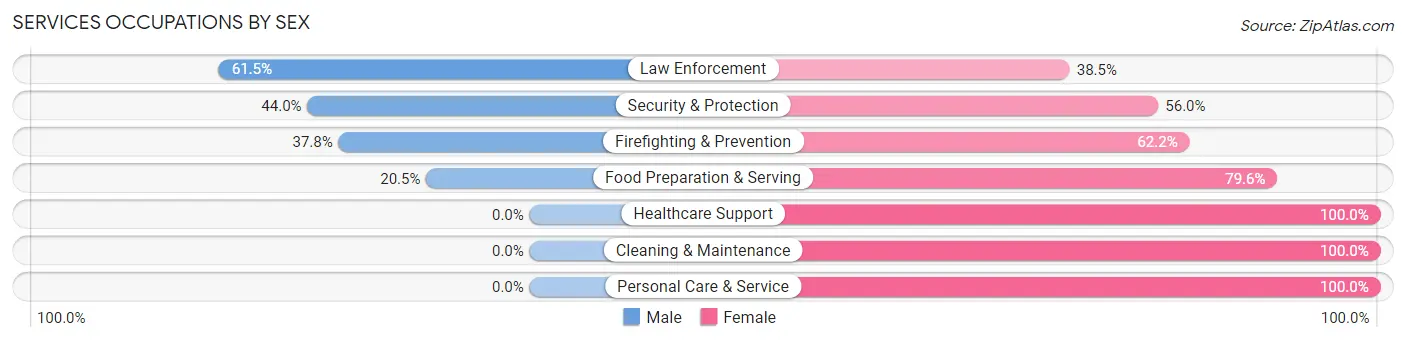 Services Occupations by Sex in Zip Code 61019