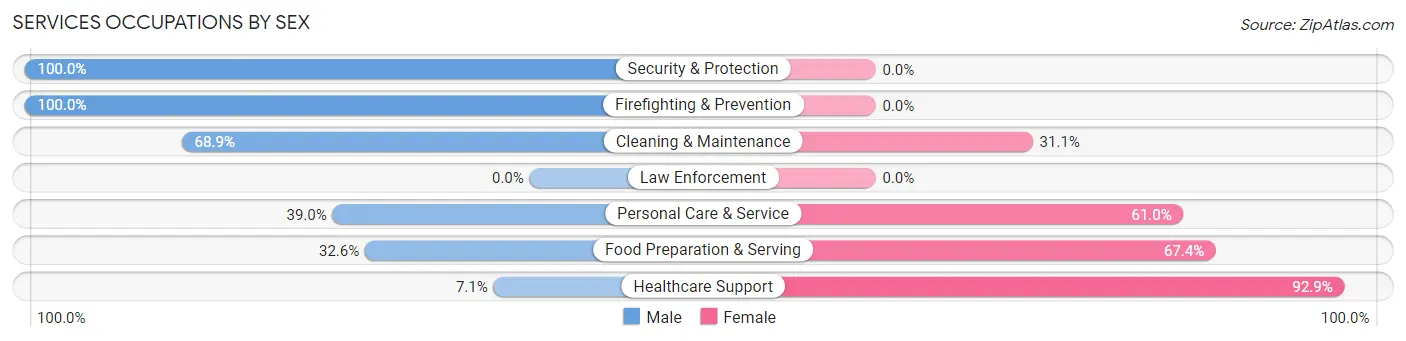 Services Occupations by Sex in Zip Code 61020
