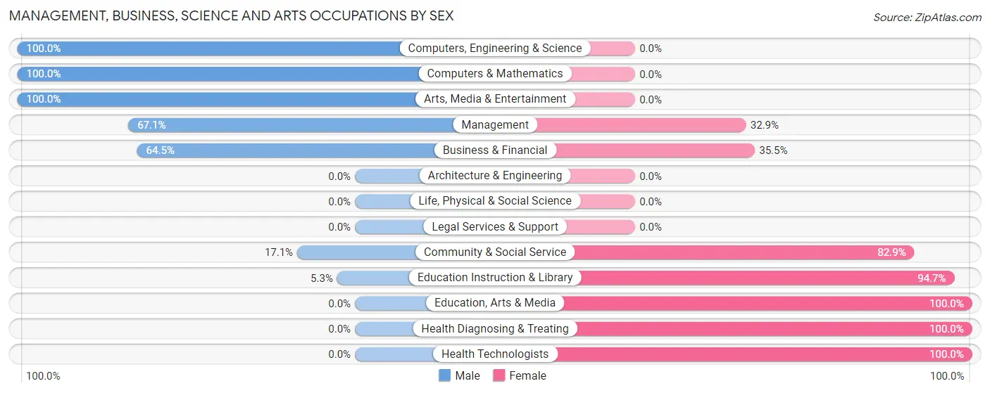 Management, Business, Science and Arts Occupations by Sex in Zip Code 61030