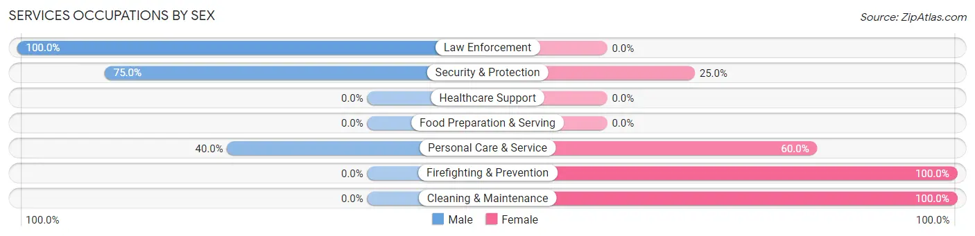Services Occupations by Sex in Zip Code 61042