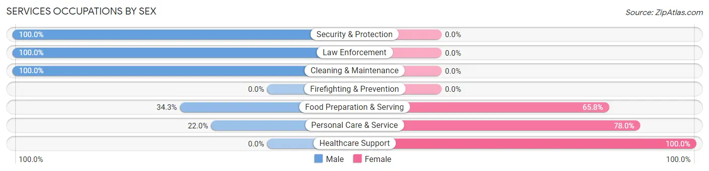 Services Occupations by Sex in Zip Code 61048