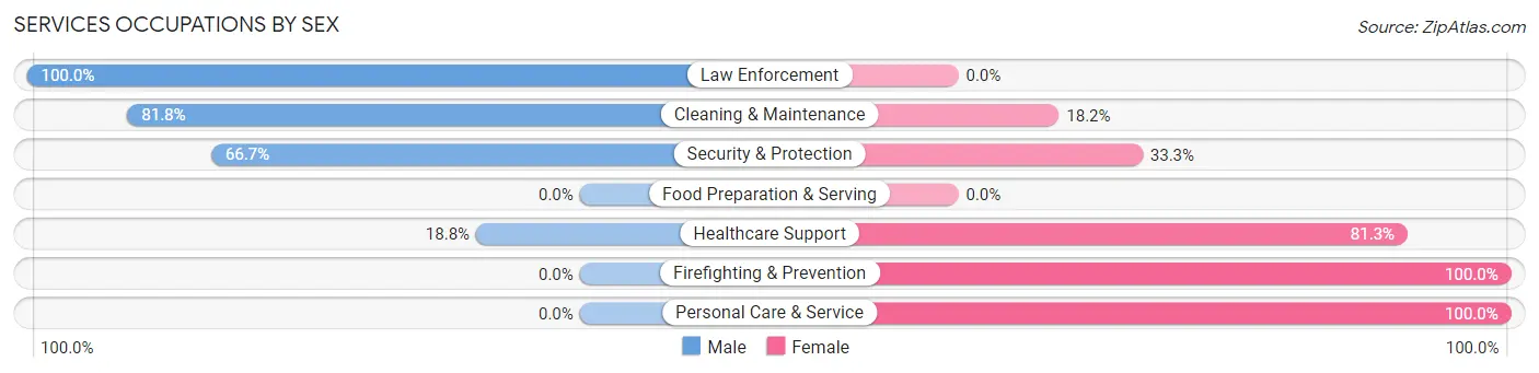 Services Occupations by Sex in Zip Code 61052