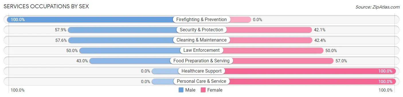 Services Occupations by Sex in Zip Code 61053