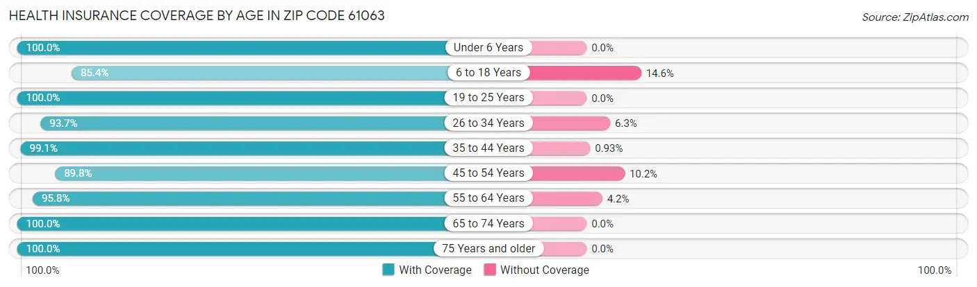 Health Insurance Coverage by Age in Zip Code 61063