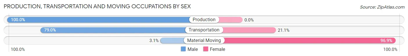 Production, Transportation and Moving Occupations by Sex in Zip Code 61067