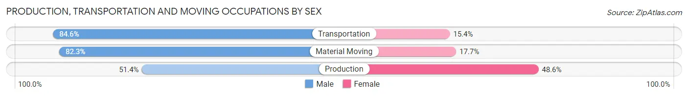 Production, Transportation and Moving Occupations by Sex in Zip Code 61068