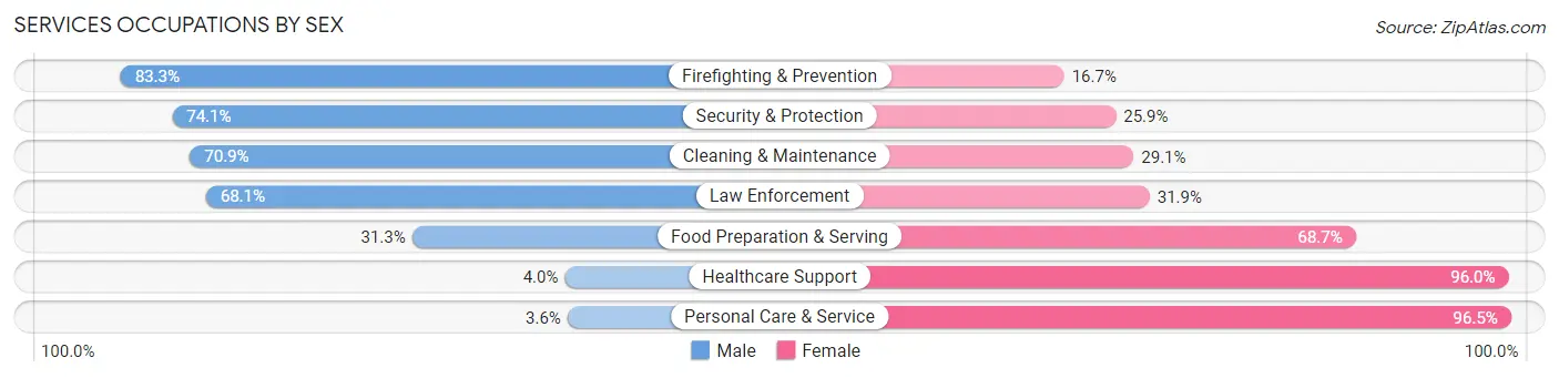 Services Occupations by Sex in Zip Code 61073
