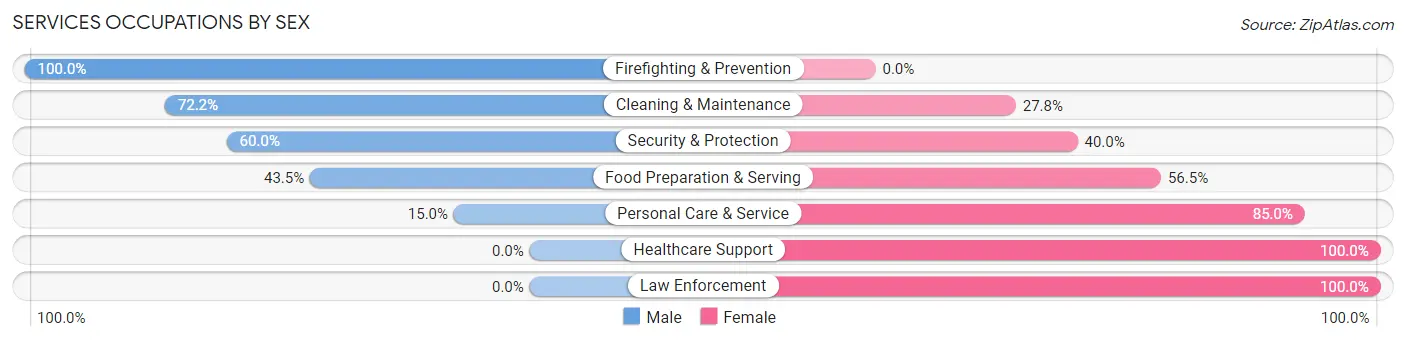 Services Occupations by Sex in Zip Code 61075