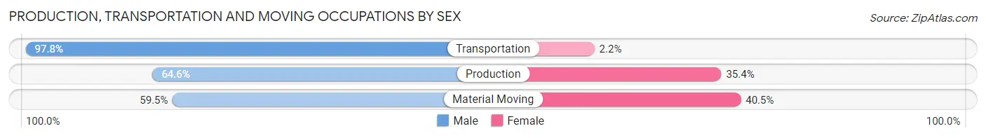 Production, Transportation and Moving Occupations by Sex in Zip Code 61081