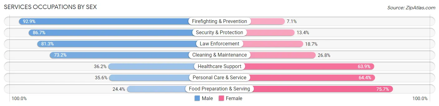 Services Occupations by Sex in Zip Code 61081