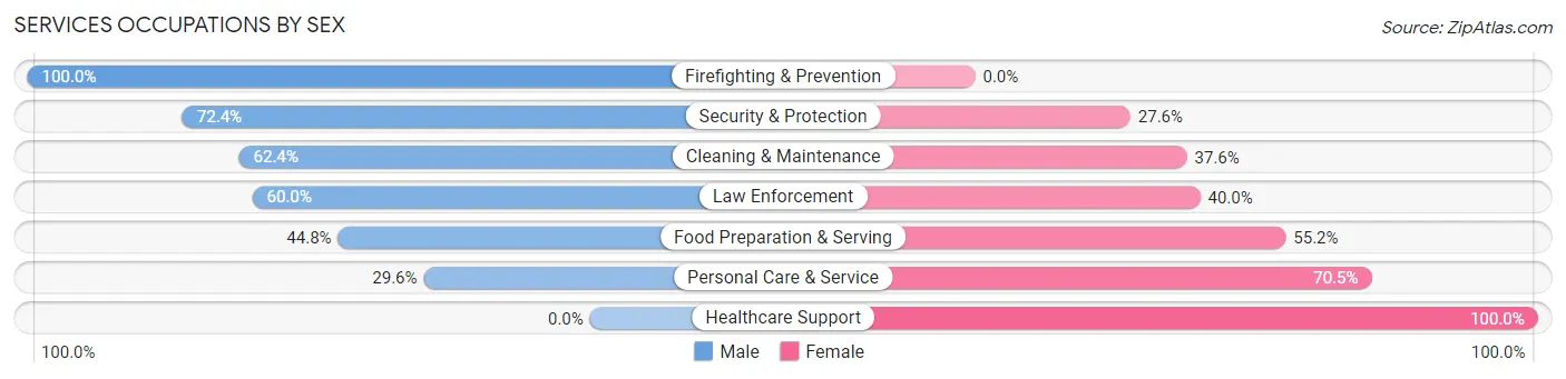 Services Occupations by Sex in Zip Code 61088