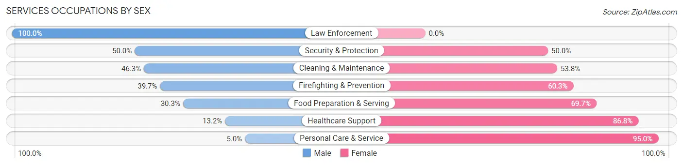 Services Occupations by Sex in Zip Code 61101