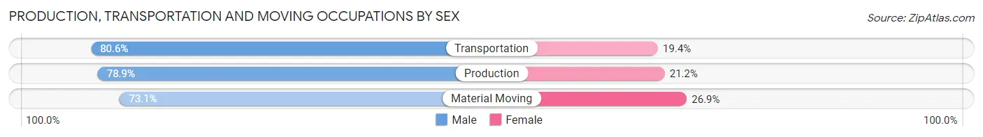 Production, Transportation and Moving Occupations by Sex in Zip Code 61111