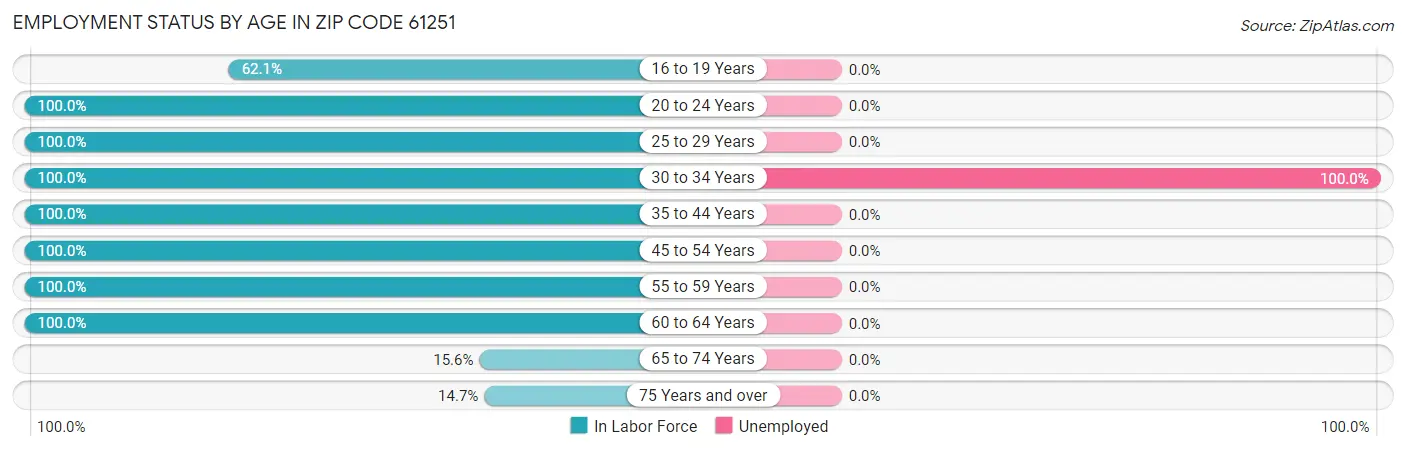 Employment Status by Age in Zip Code 61251