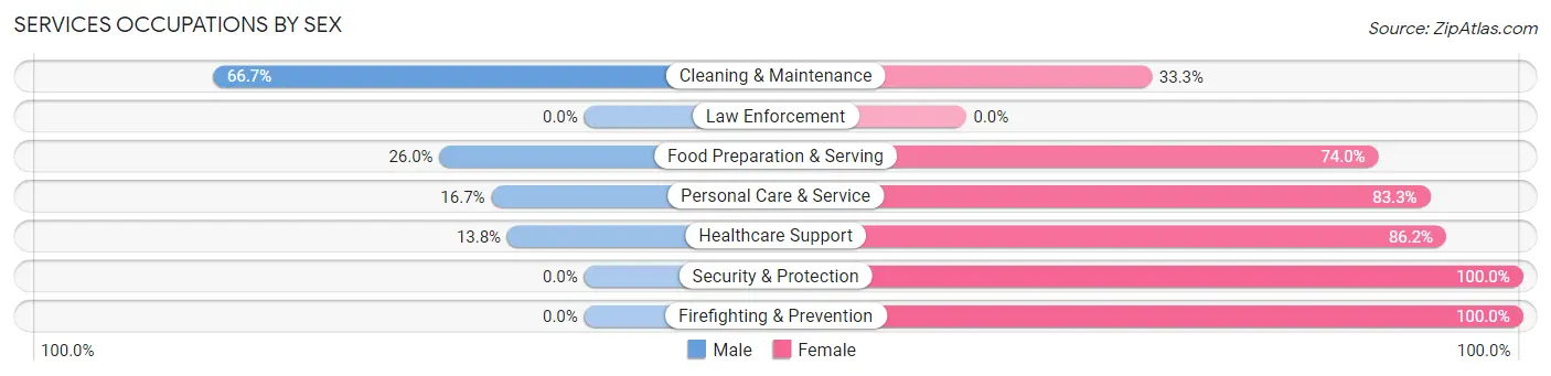 Services Occupations by Sex in Zip Code 61252