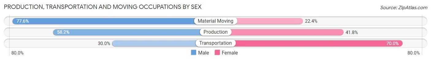 Production, Transportation and Moving Occupations by Sex in Zip Code 61256