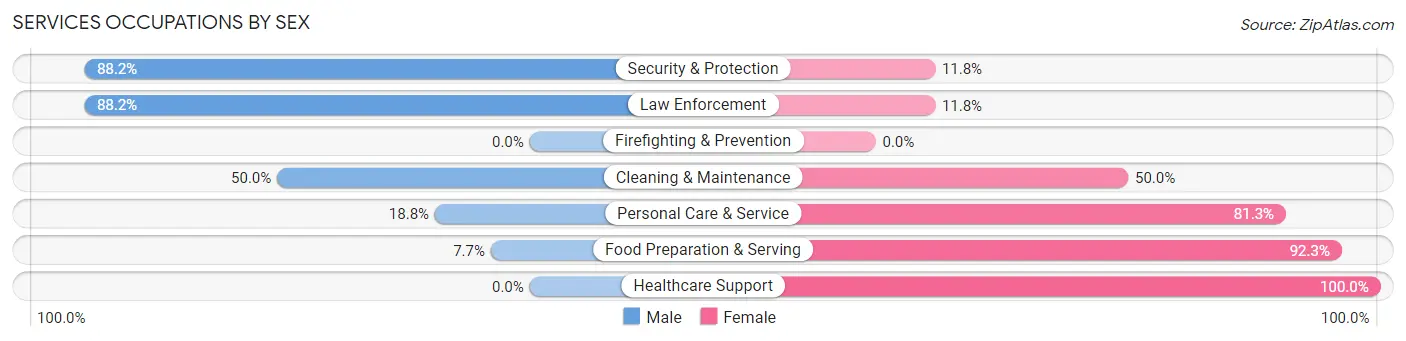 Services Occupations by Sex in Zip Code 61256