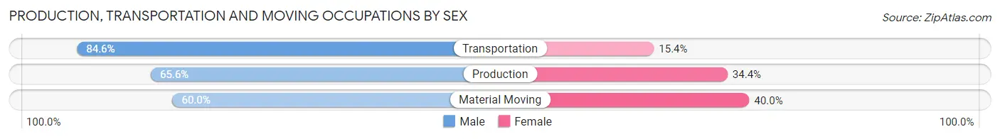 Production, Transportation and Moving Occupations by Sex in Zip Code 61263