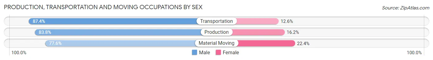 Production, Transportation and Moving Occupations by Sex in Zip Code 61265