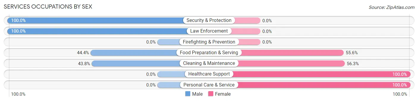 Services Occupations by Sex in Zip Code 61285