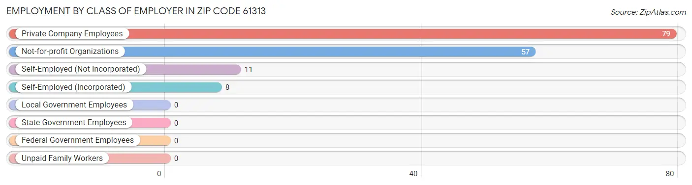 Employment by Class of Employer in Zip Code 61313