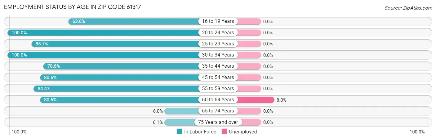 Employment Status by Age in Zip Code 61317