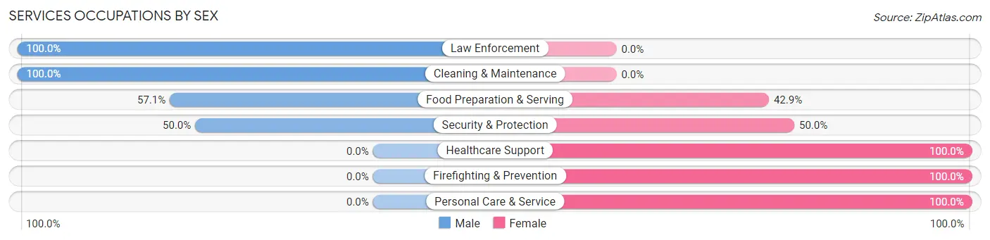 Services Occupations by Sex in Zip Code 61338