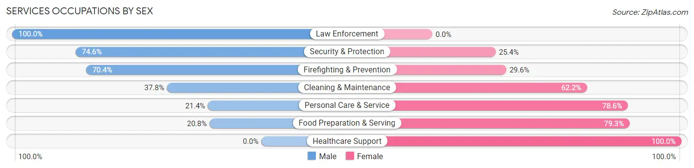 Services Occupations by Sex in Zip Code 61360