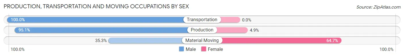 Production, Transportation and Moving Occupations by Sex in Zip Code 61361