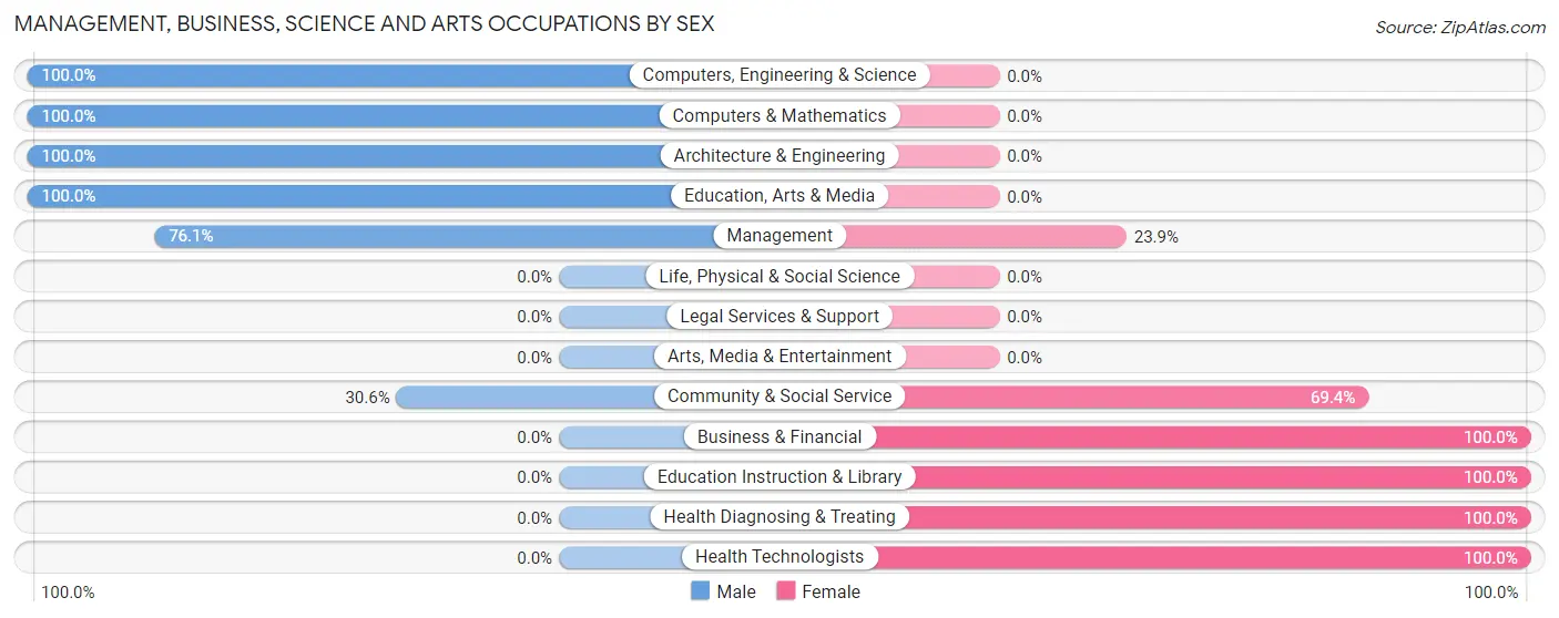 Management, Business, Science and Arts Occupations by Sex in Zip Code 61368