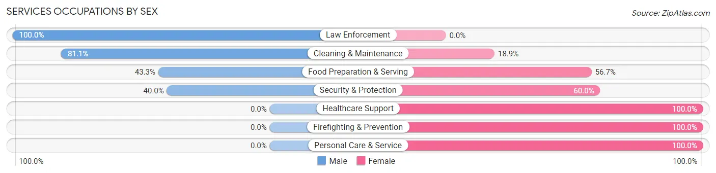 Services Occupations by Sex in Zip Code 61368