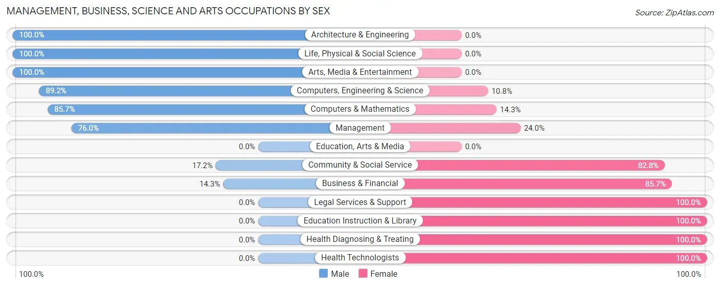 Management, Business, Science and Arts Occupations by Sex in Zip Code 61369