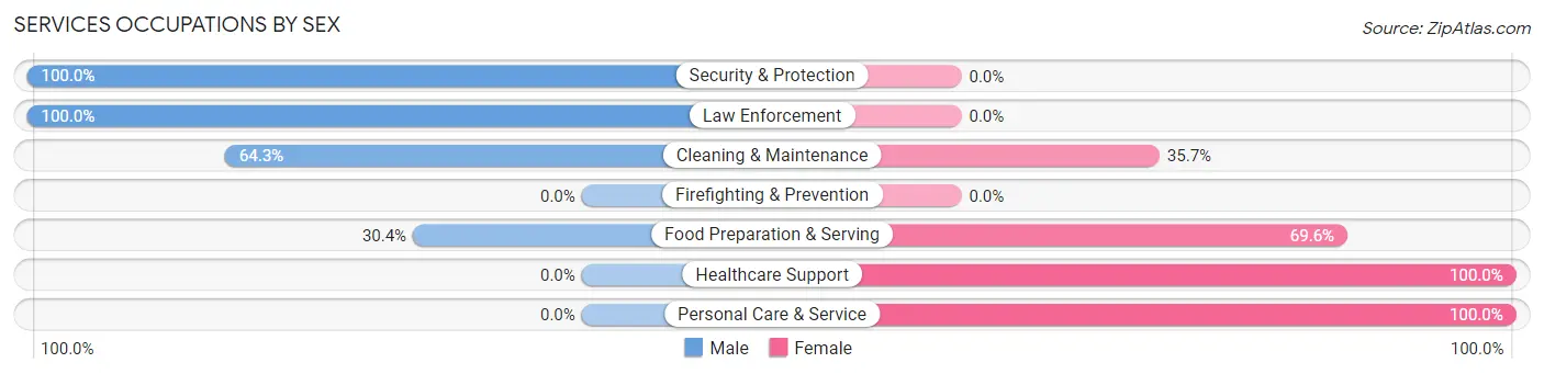 Services Occupations by Sex in Zip Code 61369