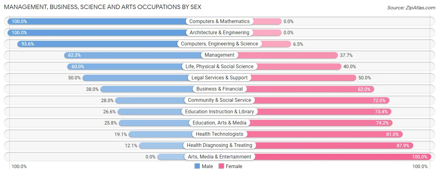 Management, Business, Science and Arts Occupations by Sex in Zip Code 61373