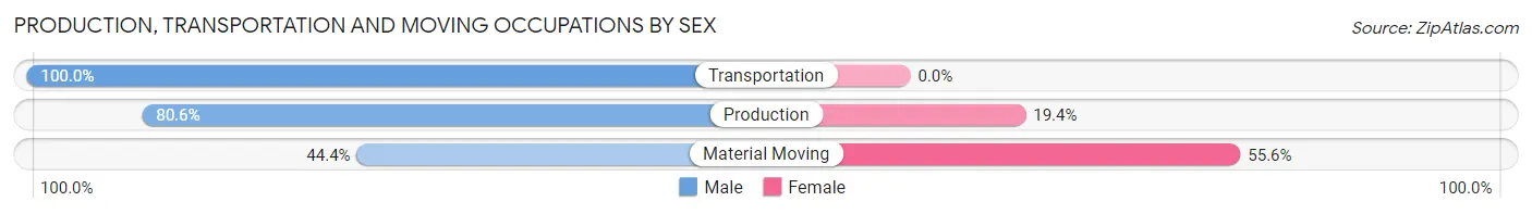 Production, Transportation and Moving Occupations by Sex in Zip Code 61373