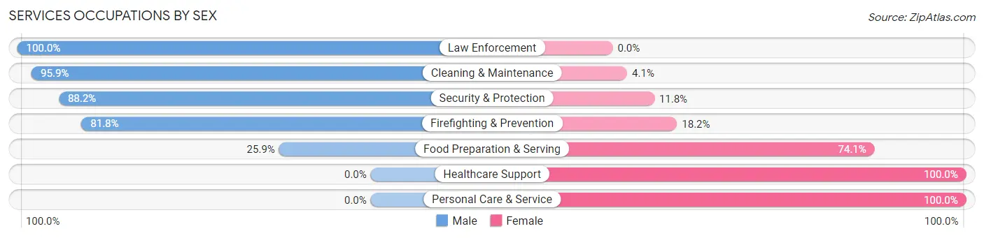 Services Occupations by Sex in Zip Code 61373