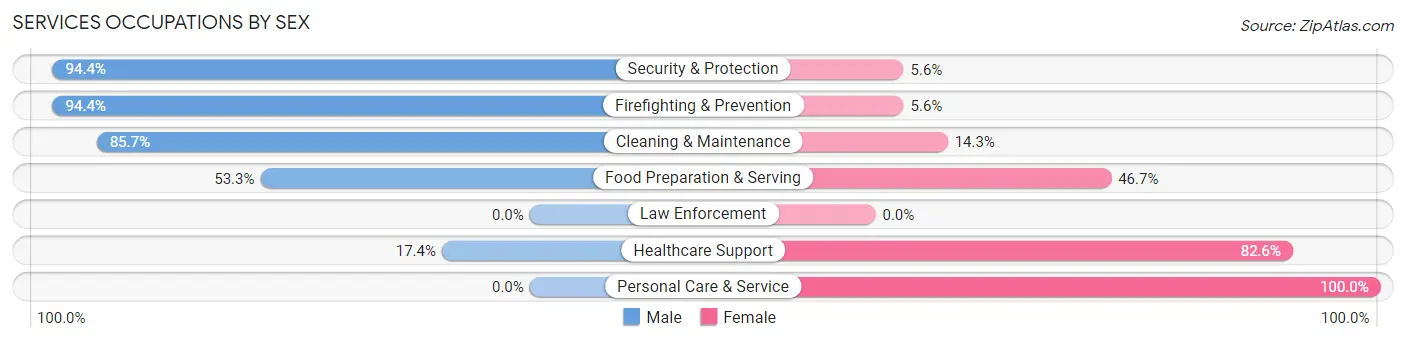 Services Occupations by Sex in Zip Code 61375