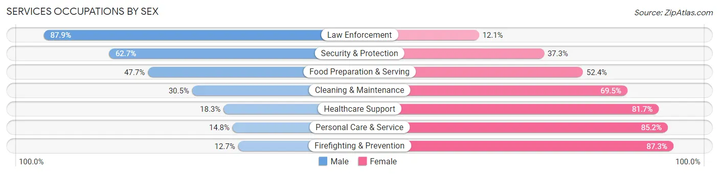 Services Occupations by Sex in Zip Code 61401
