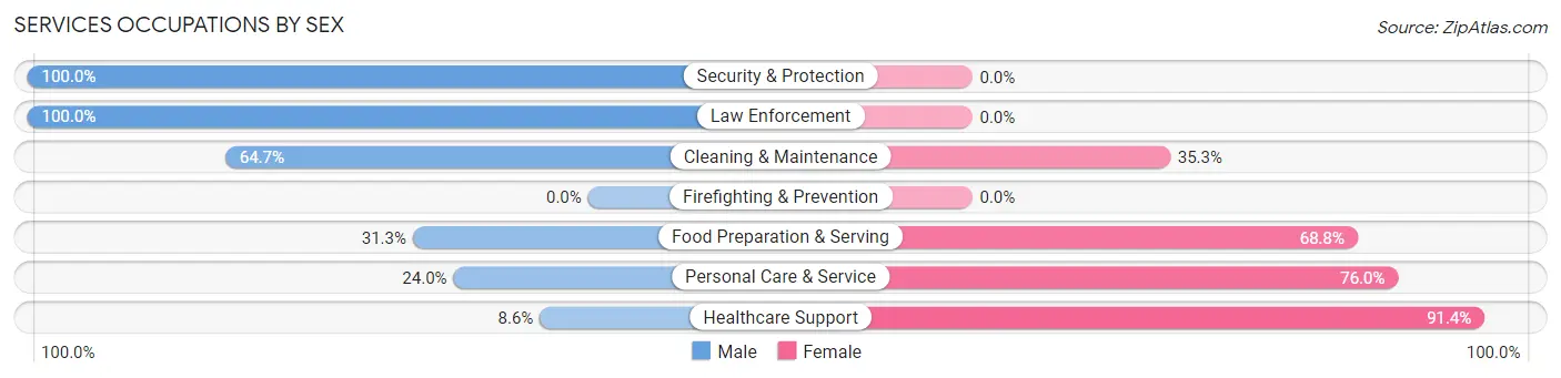 Services Occupations by Sex in Zip Code 61410