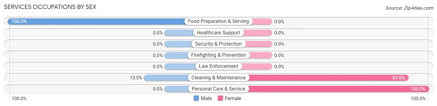 Services Occupations by Sex in Zip Code 61416