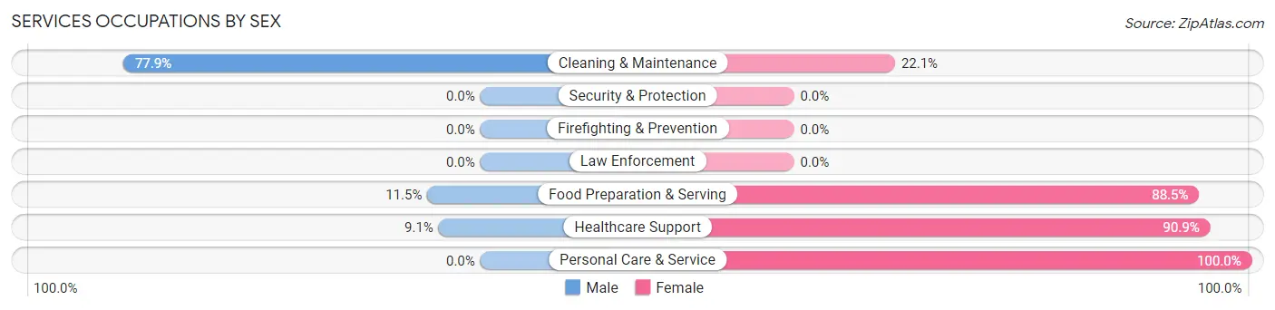 Services Occupations by Sex in Zip Code 61450